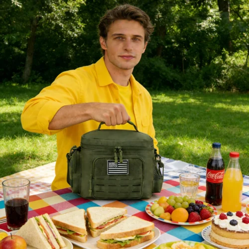 Tactical Lunch Box for Men Outdoor Heavy Duty Lunch Bag Work Leakproof Insulated Durable Thermal Cooler Bag Meal Camping Picnic