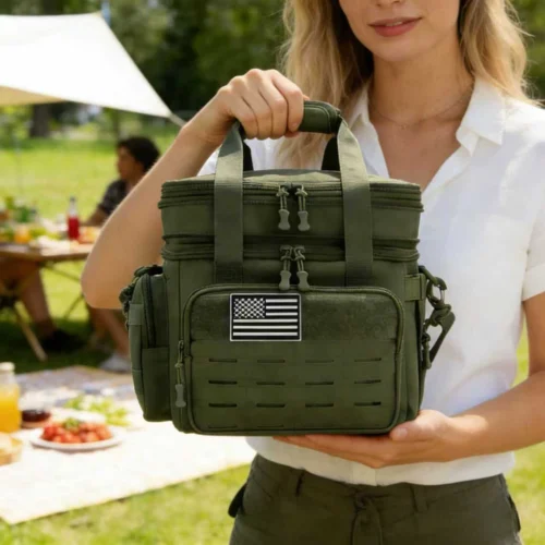 Tactical Lunch Box Expandable Heavy Duty Tactical Leak Proof Insulated Cooler Bag For Outdoor Activities Camping MOLLE Webbing