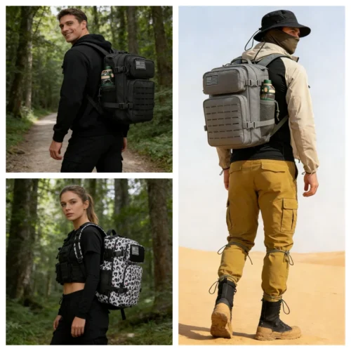 Durable Versatile 25L Tactical Fishing Backpack MOLLE Webbing Dual Side Bottle Pockets Unisex Daily Carry Oly Outdoor Hiking Bag