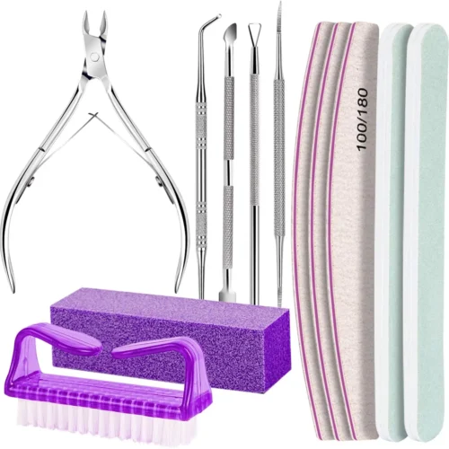 Professional Manicure & Pedicure Kit with Nail Files, Buffer, Cuticle Tools for Home Care