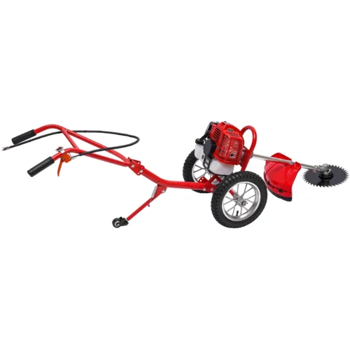 2-in-1 Lawn Mower & Soil Loosener 1.8KW Hand Push Type Grass Cutter Garden Tool 49CC Gas Powered for Yard, Garden & Small Farm