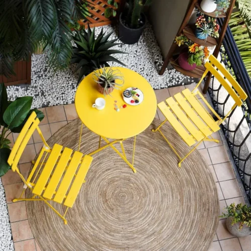 3-Piece Outdoor Bistro Set with 2 Chairs and 1 Table, Weatherproof for Patio, Yard, or Garden - Yellow