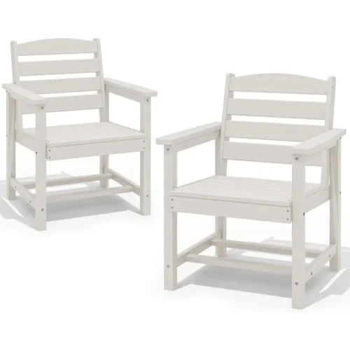 Outdoor 2-Piece White Patio Dining Chair Set