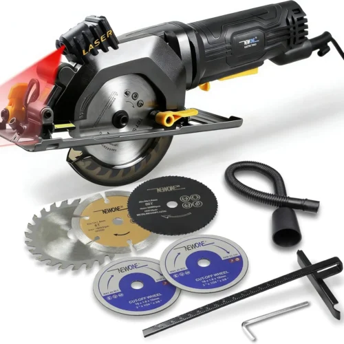4.5Amp Electric Circular Saw with Laser Guide, 3500RPM, 6 Blades for Wood Metal Tile Plastic Cuts